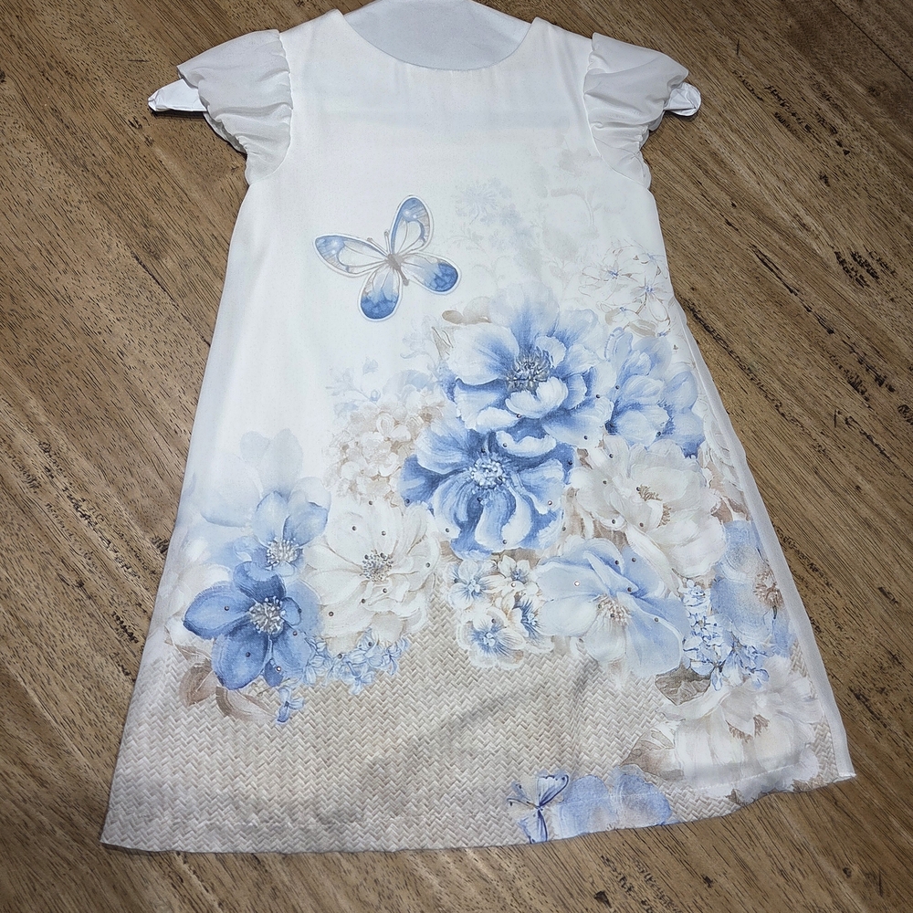 Mayoral Blue and Cream Floral Kids Dress